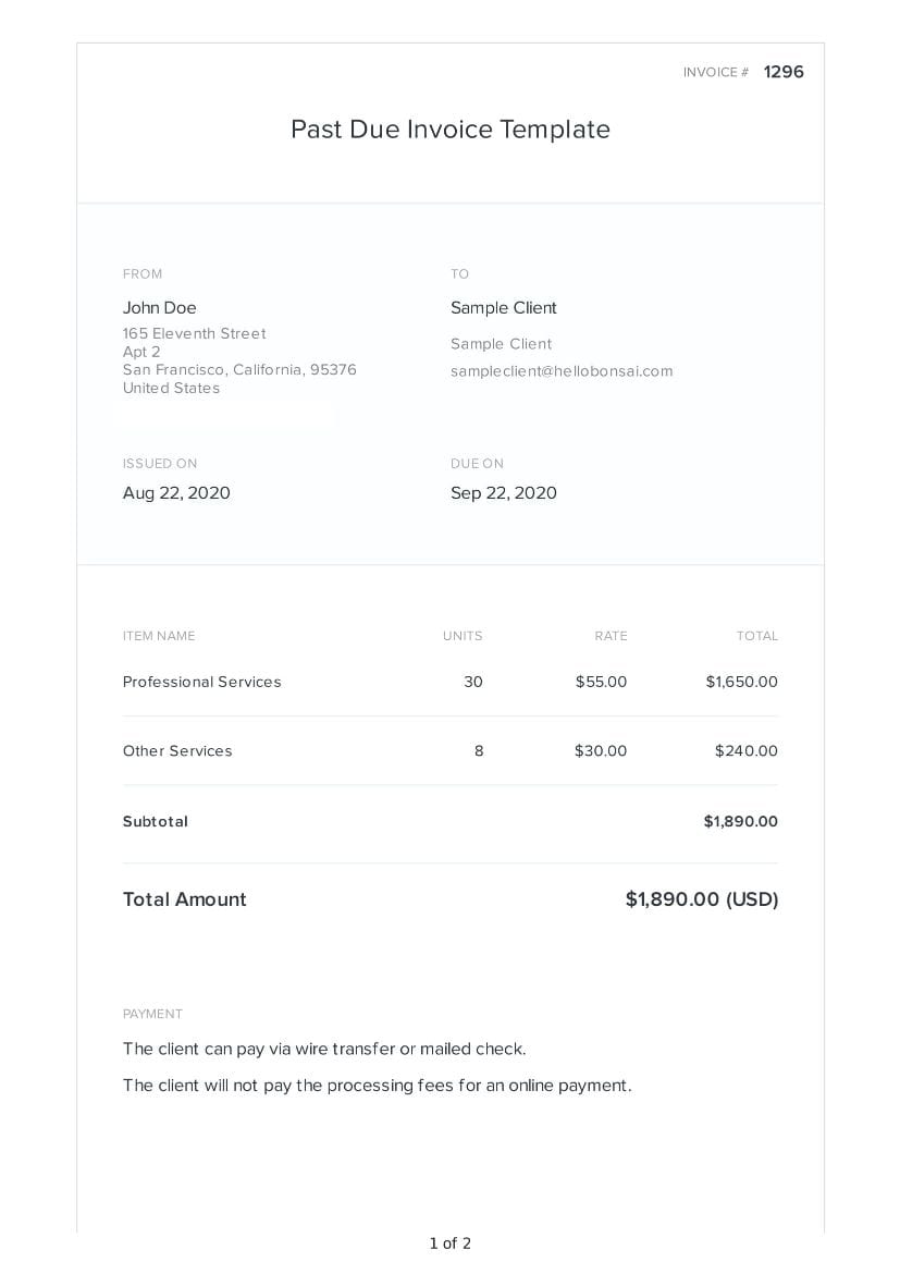 Free Past Due Invoice Template Personalize Download Bonsai Free Past Due Invoice Template Personalize Download Bonsai